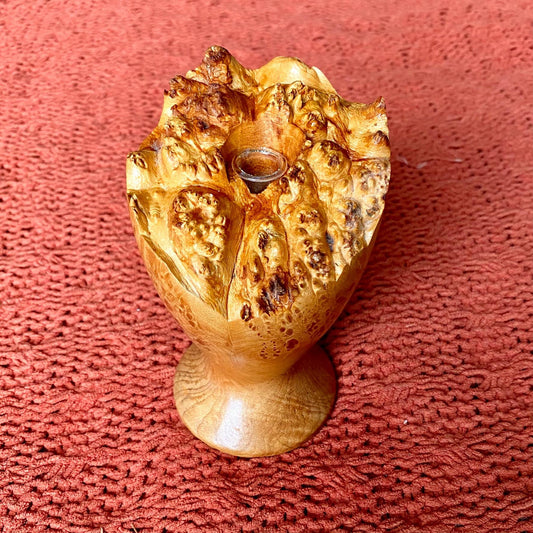 Vintage Mid-Century Modern Handmade Natural Edge Burlwood Bud Vase