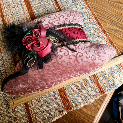 Vintage Velvet Victorian Style Boot and Hat Throw Pillows