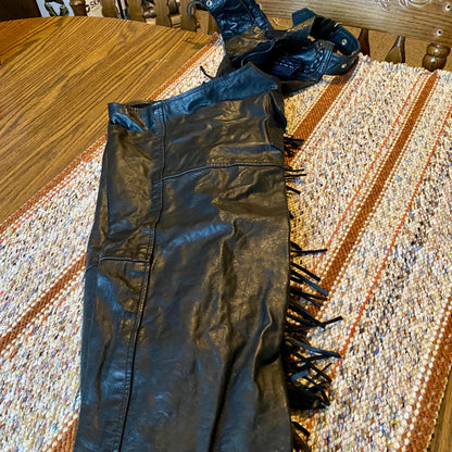 Black Fringe Barney’s Leather Biker Chaps