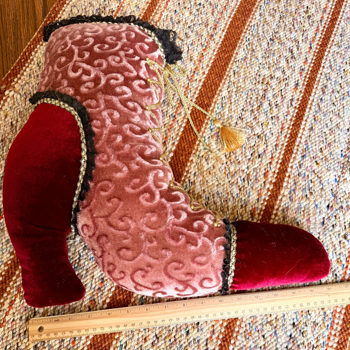 Vintage Velvet Victorian Style Boot and Hat Throw Pillows