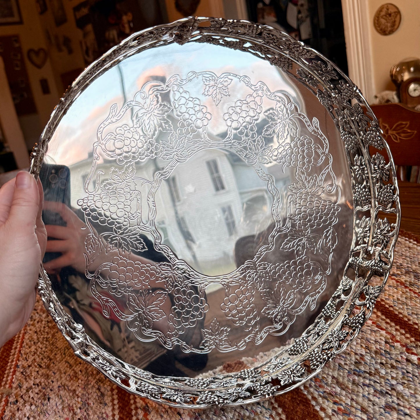 Vintage Goldinger Grape Design Silver Plated Vanity Tray - Still in Box