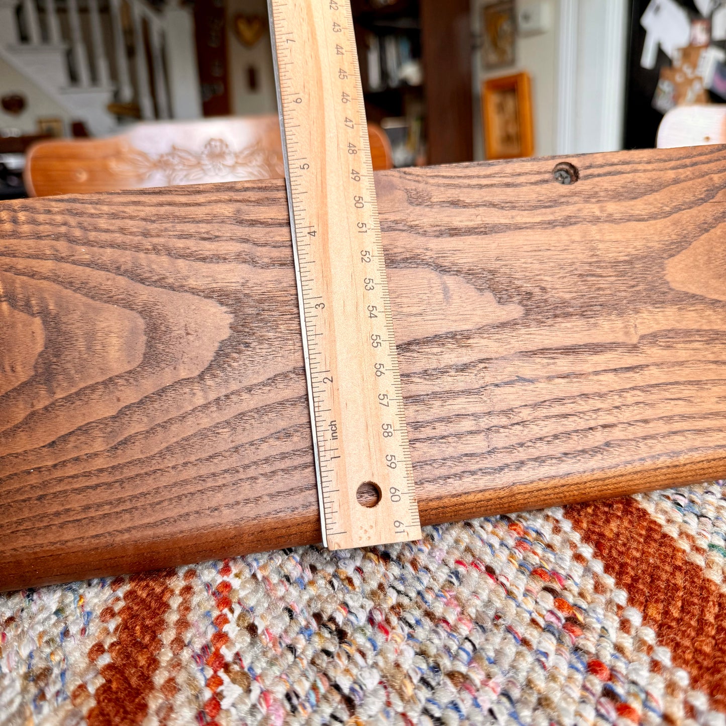 Vintage Solid Oak Amish Wood Shelf with Heart Cut Out and Two Hangers