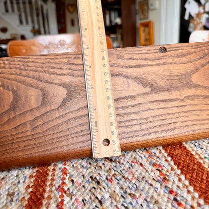 Vintage Solid Oak Amish Wood Shelf with Heart Cut Out and Two Hangers
