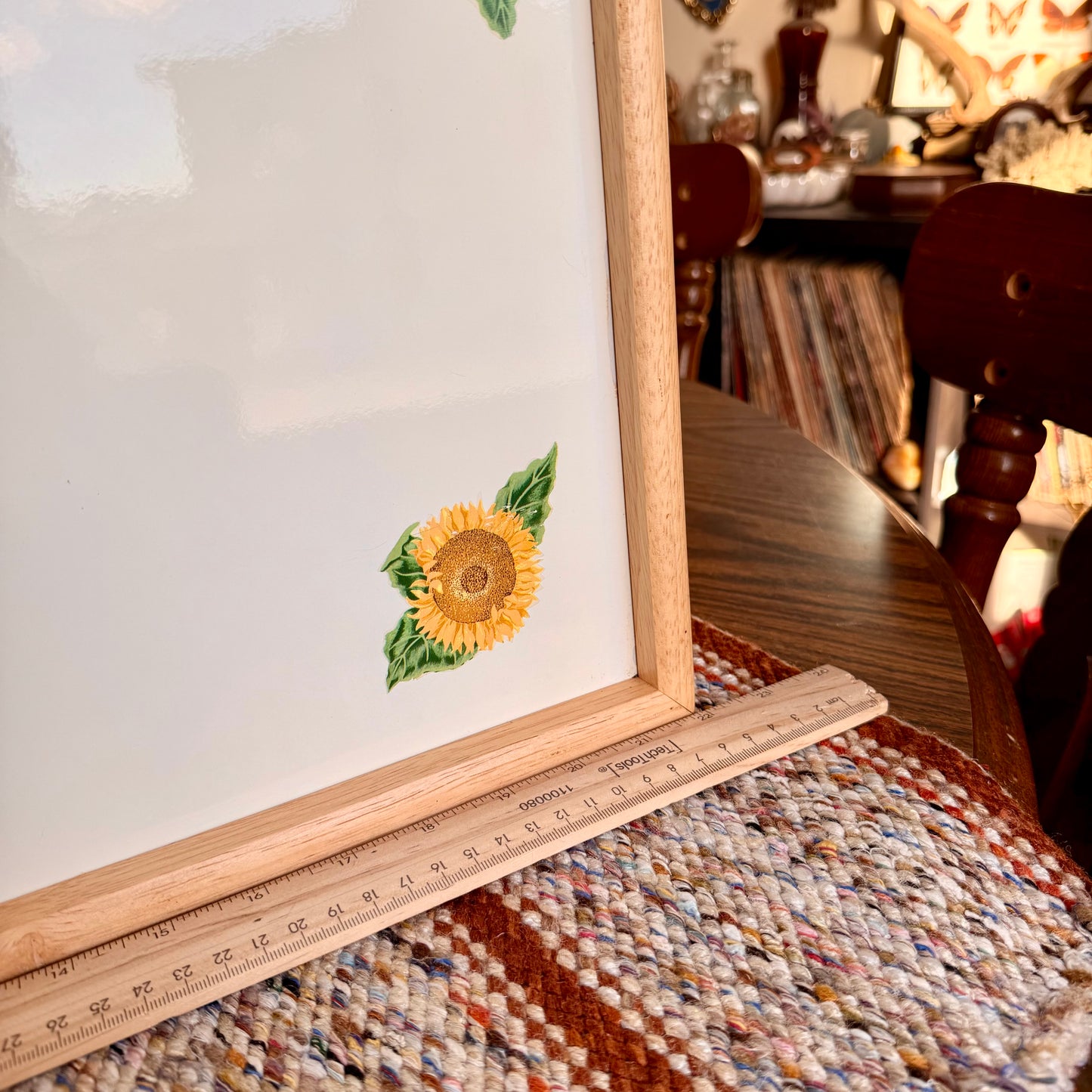 Vintage Sunflower Floral Motif Lap Desk Tray Table TV Tray