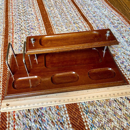 Vintage Dresser Valet Stand Organizer Tray Wood and Metal with Feet