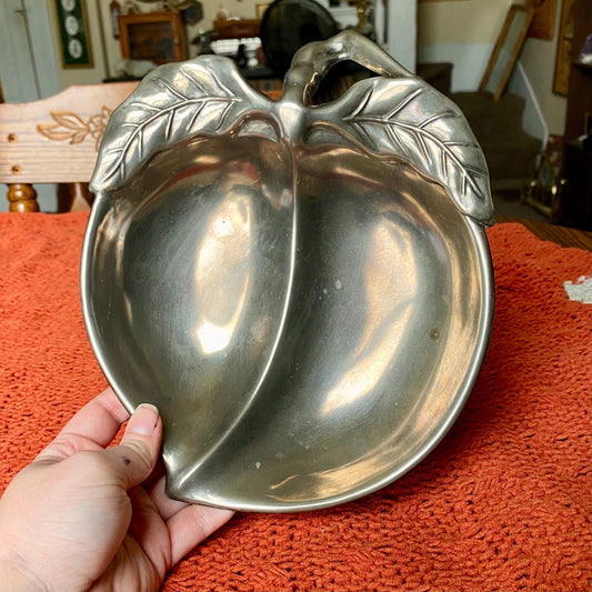 Vintage Silver Plated Divided Peach Serving / Trinket Tray