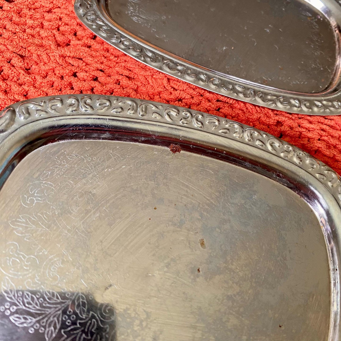 Set of THREE Mini Ornate Metal Trinket or Dessert Trays