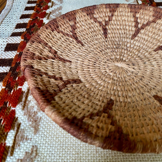 Vintage African Hand-Woven Grass Binga Basket Catch All