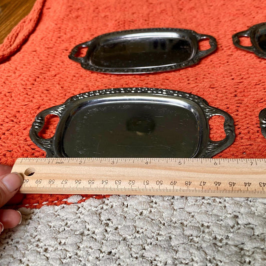 Set of THREE Mini Ornate Metal Trinket or Dessert Trays