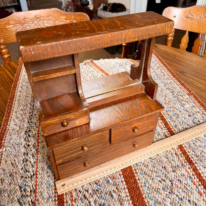 Vintage Amish Armoire Doll Furniture / Jewelry Box Vanity Stand