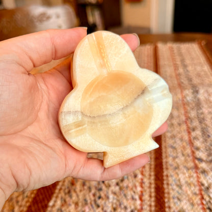 Vintage Hand Carved Stone Ash Tray / Spade Playing Card Ash Tray