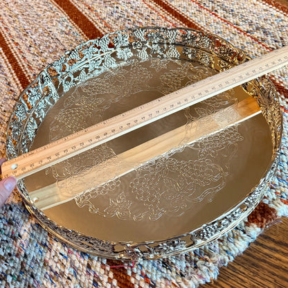 Vintage Goldinger Grape Design Silver Plated Vanity Tray - Still in Box