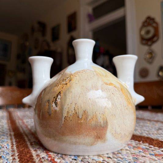 Vintage Mid-Century Modern Kravec Studios Pottery Vase / Candelabra