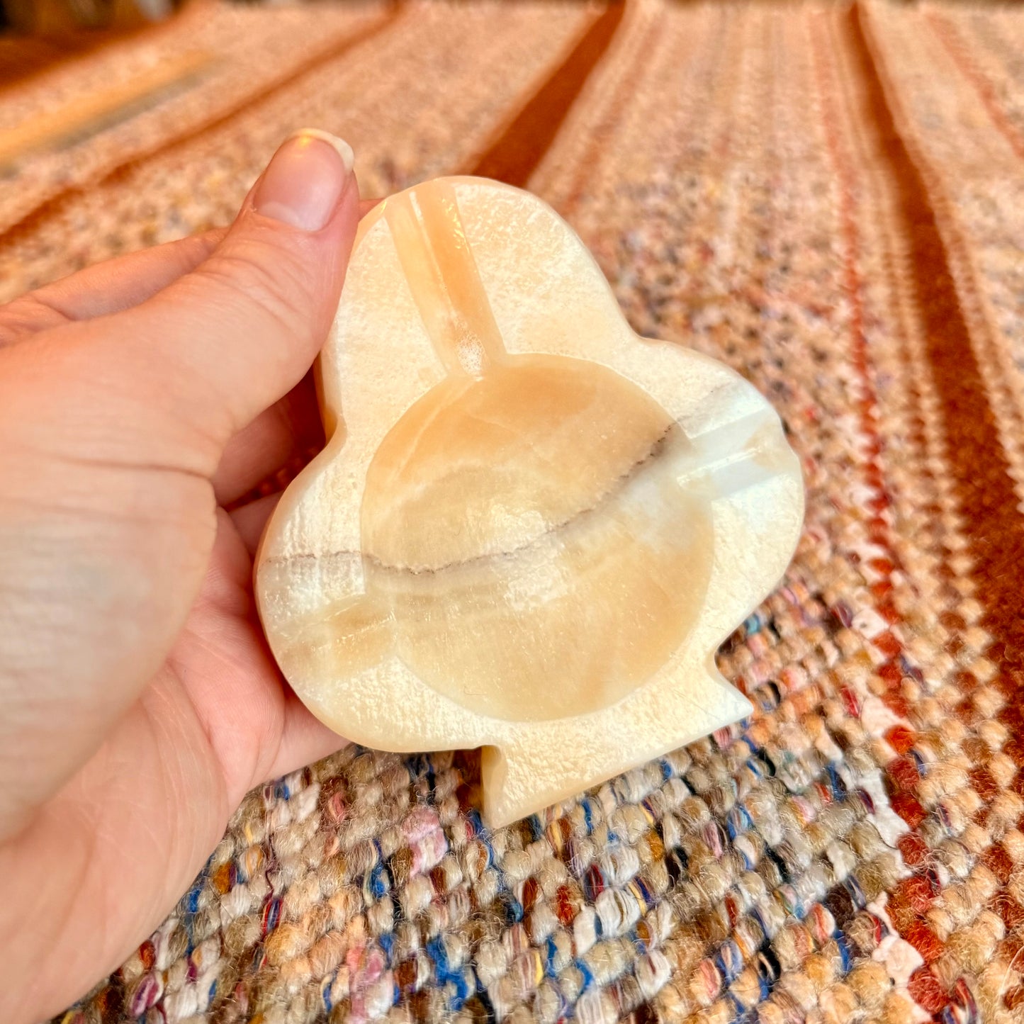 Vintage Hand Carved Stone Ash Tray / Spade Playing Card Ash Tray