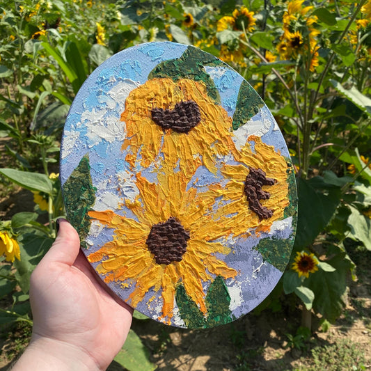 Hand Painted Textured Sunflower Painting Acrylic on Canvas Using Palette Knife