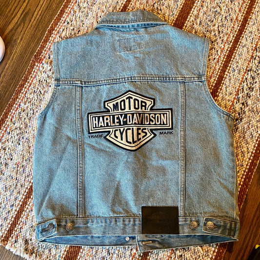 Vintage 2006 Harley Davidson Denim Biker Vest