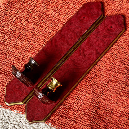 Set of Two Vintage Home Interiors Cherry Wood Wall Sconce / Candle Holders