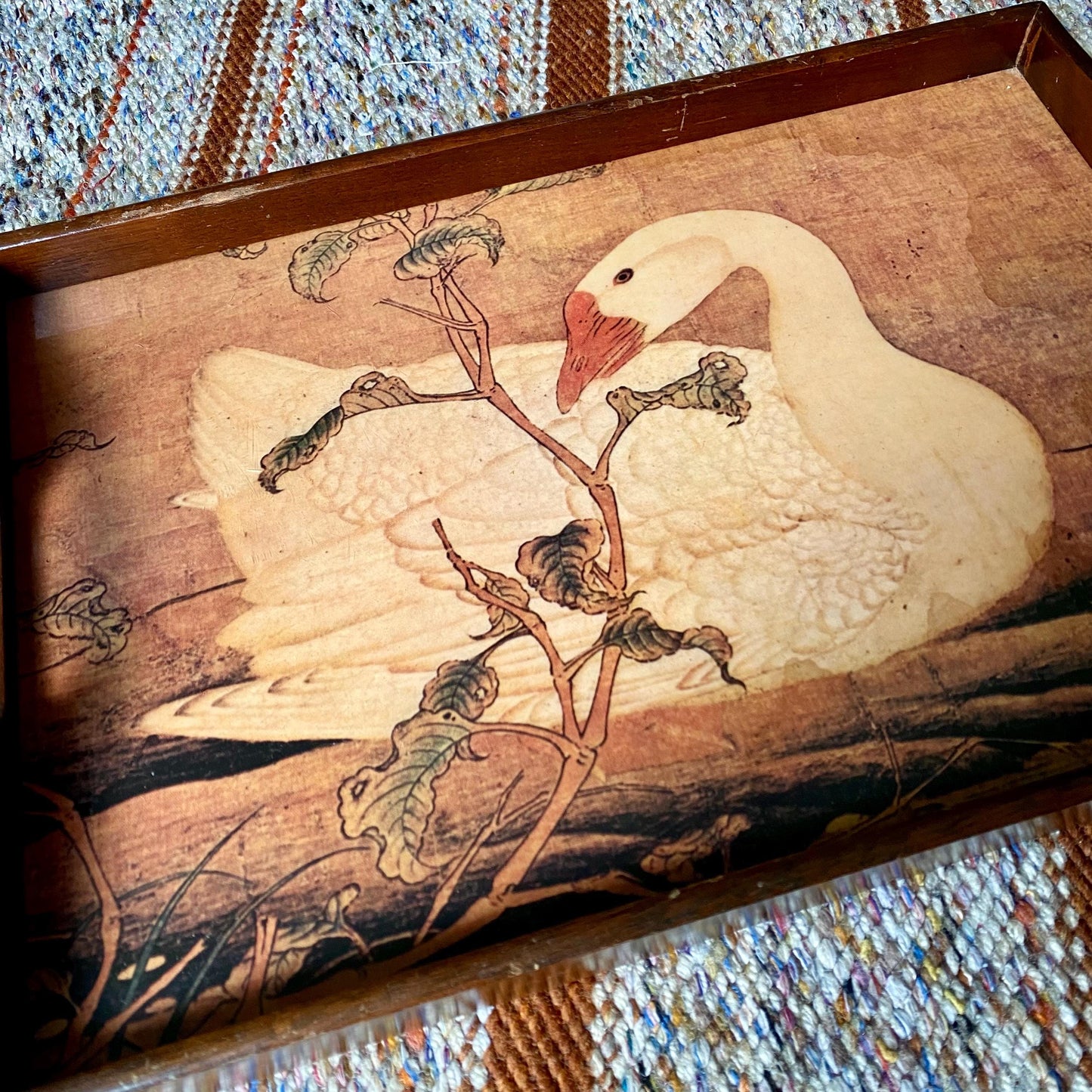 Vintage Mid-Century Modern Wooden Swan Serving / Trinket Tray