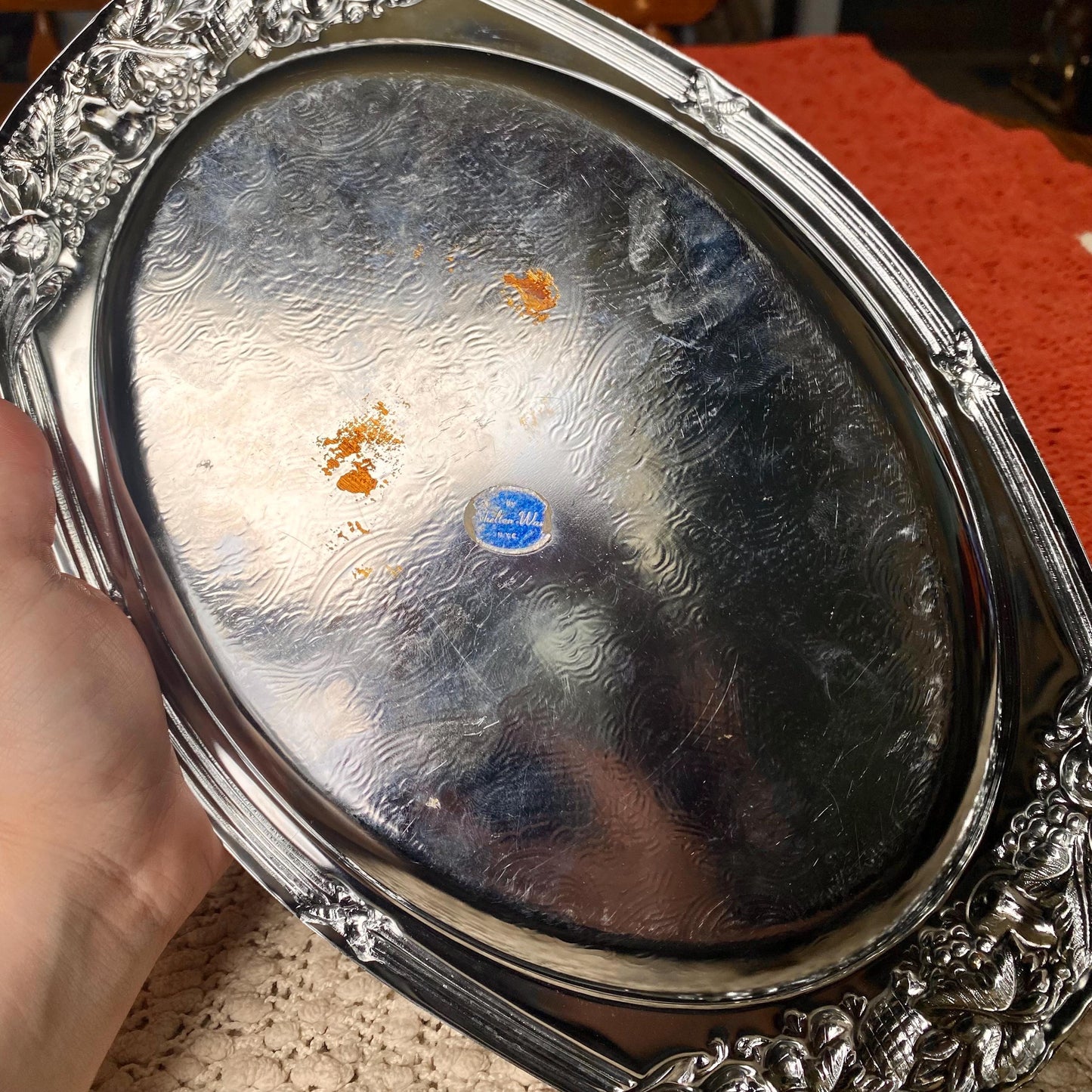 Vintage Shelton-Ware Metal Serving / Trinket Tray with Removable Glass Insert