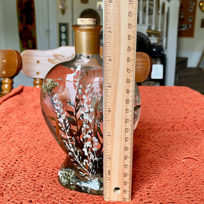Vintage Aroma Art Floral Design Bath & Body Botanical Oil - Heart Shaped Bottle with Floral Arrangement