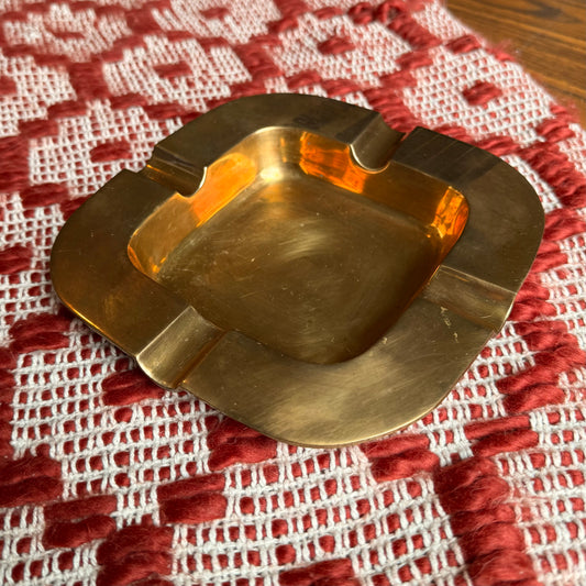 Vintage Mid-Century Modern Regency Solid Brass Heavy Ash Tray
