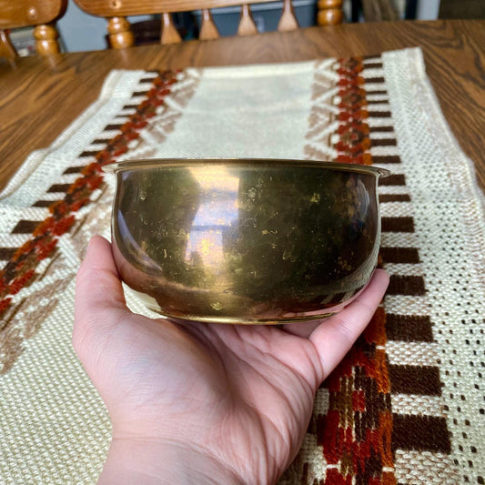 Small Vintage Brass Planter Pot / Decor with Aged Patina
