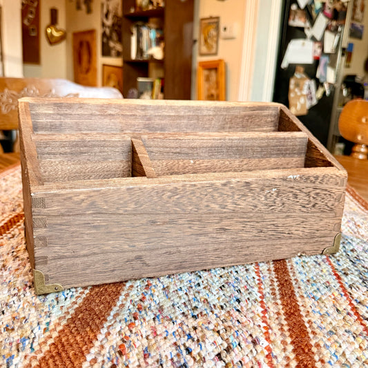 Wooden 3-Slot Desk Organizer - Ephemera and Paper Holder