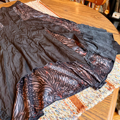 Y2K Pretty Angel Tiered and Layered Animal Print Whimsical Maxi Skirt