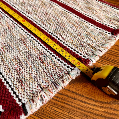 Vintage Handwoven Wool / Cotton Western Rustic Striped Rug