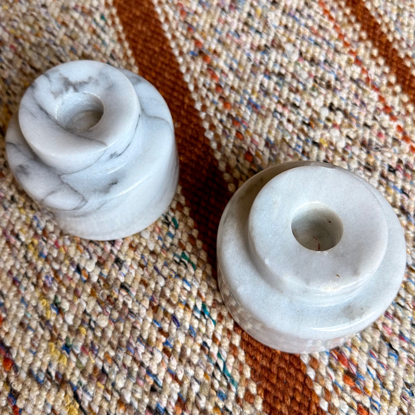 Vintage Julie Pomerantz Heavy Marble Stone Candle Holders