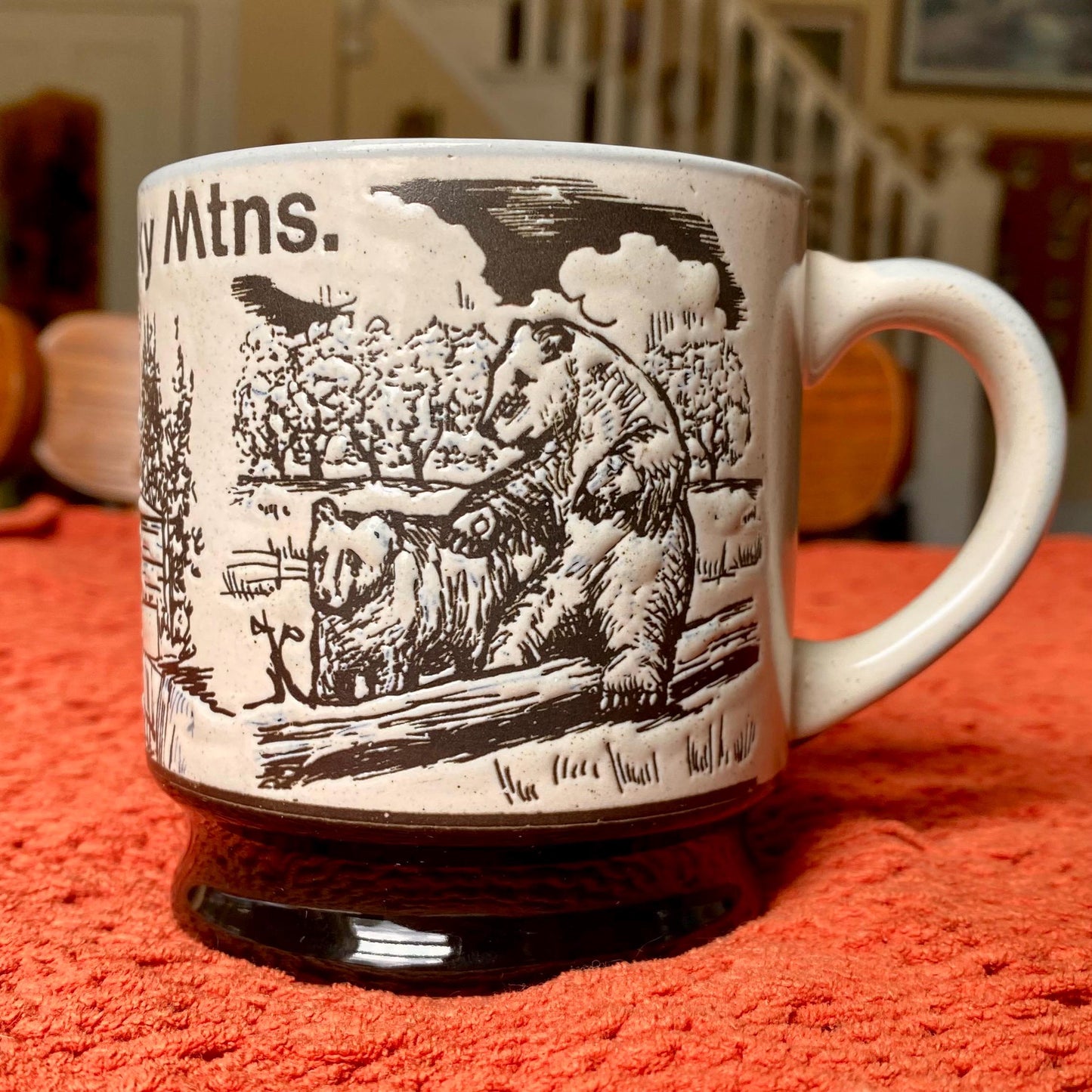 Great Smoky Mountains Embossed Ceramic Stoneware Souvenir Coffee Mug