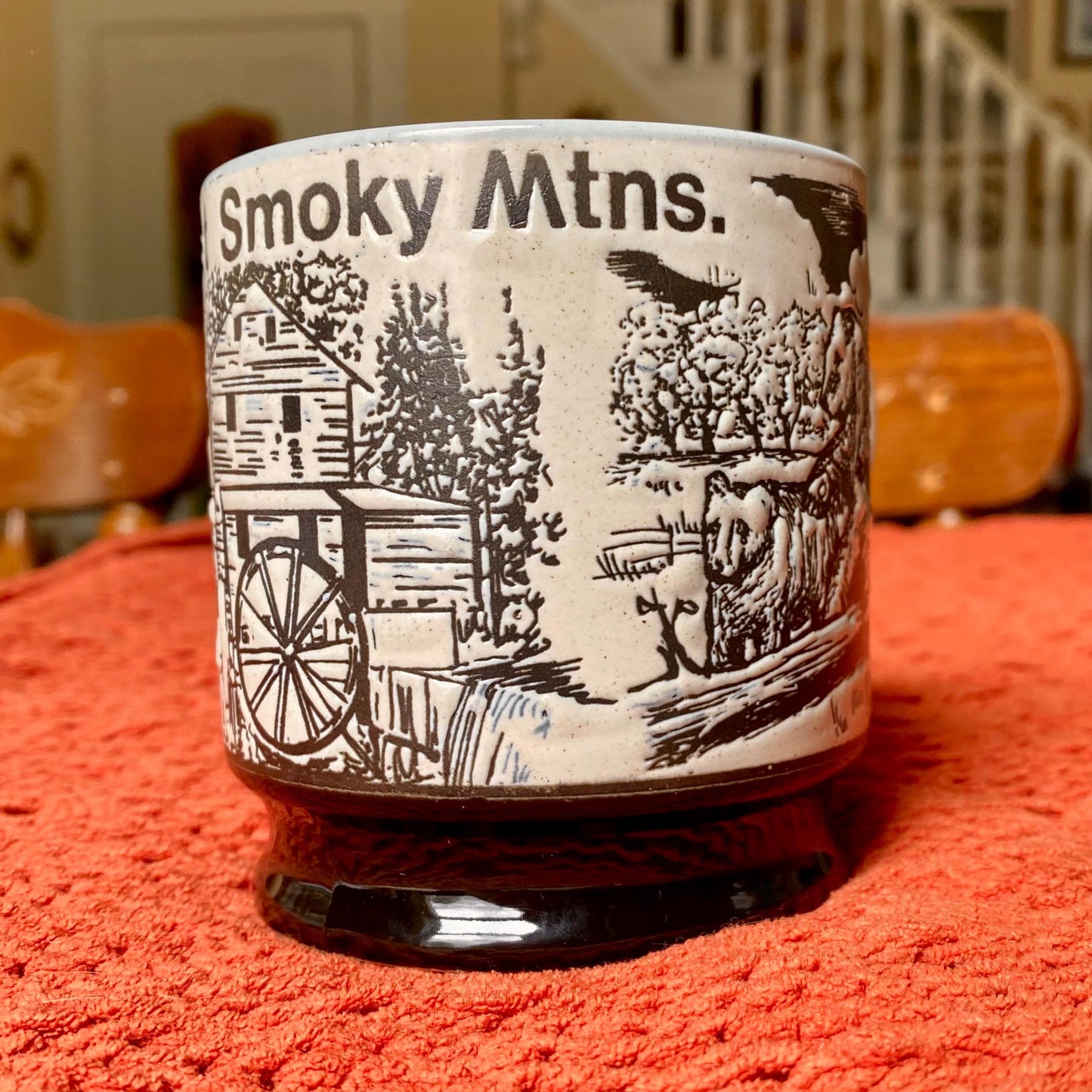 Great Smoky Mountains Embossed Ceramic Stoneware Souvenir Coffee Mug