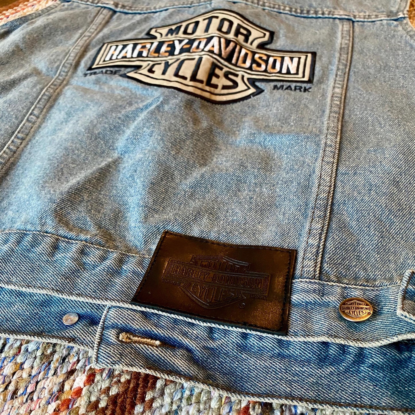 Vintage 2006 Harley Davidson Denim Biker Vest
