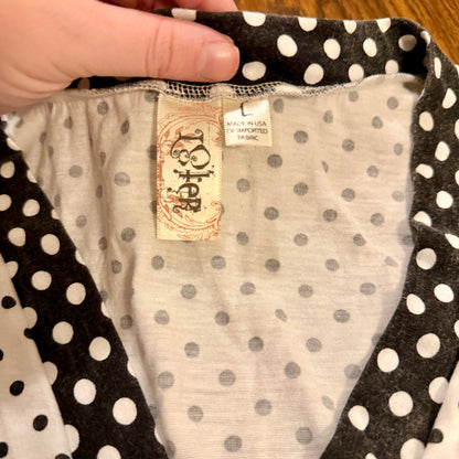 Vintage 2000s Y2K Grunge Babydoll Tee w/ Florals and Polka Dots