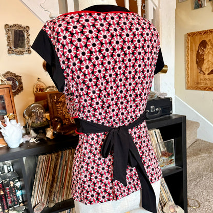 Vintage 2000s Y2K Patterned Speechless Tie Back Babydoll Top