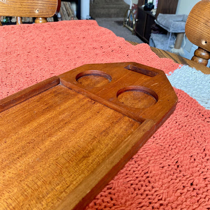 Vintage Mid-Century Modern Teak Wood Serving 4 Person Tray