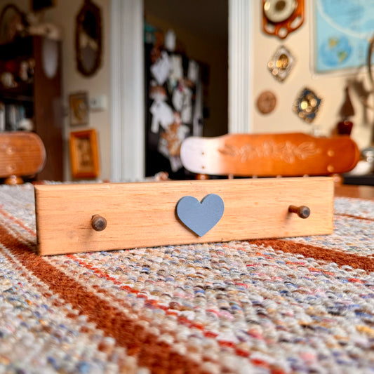 Vintage Cottagecore Wooden Amish Heart Key Holder