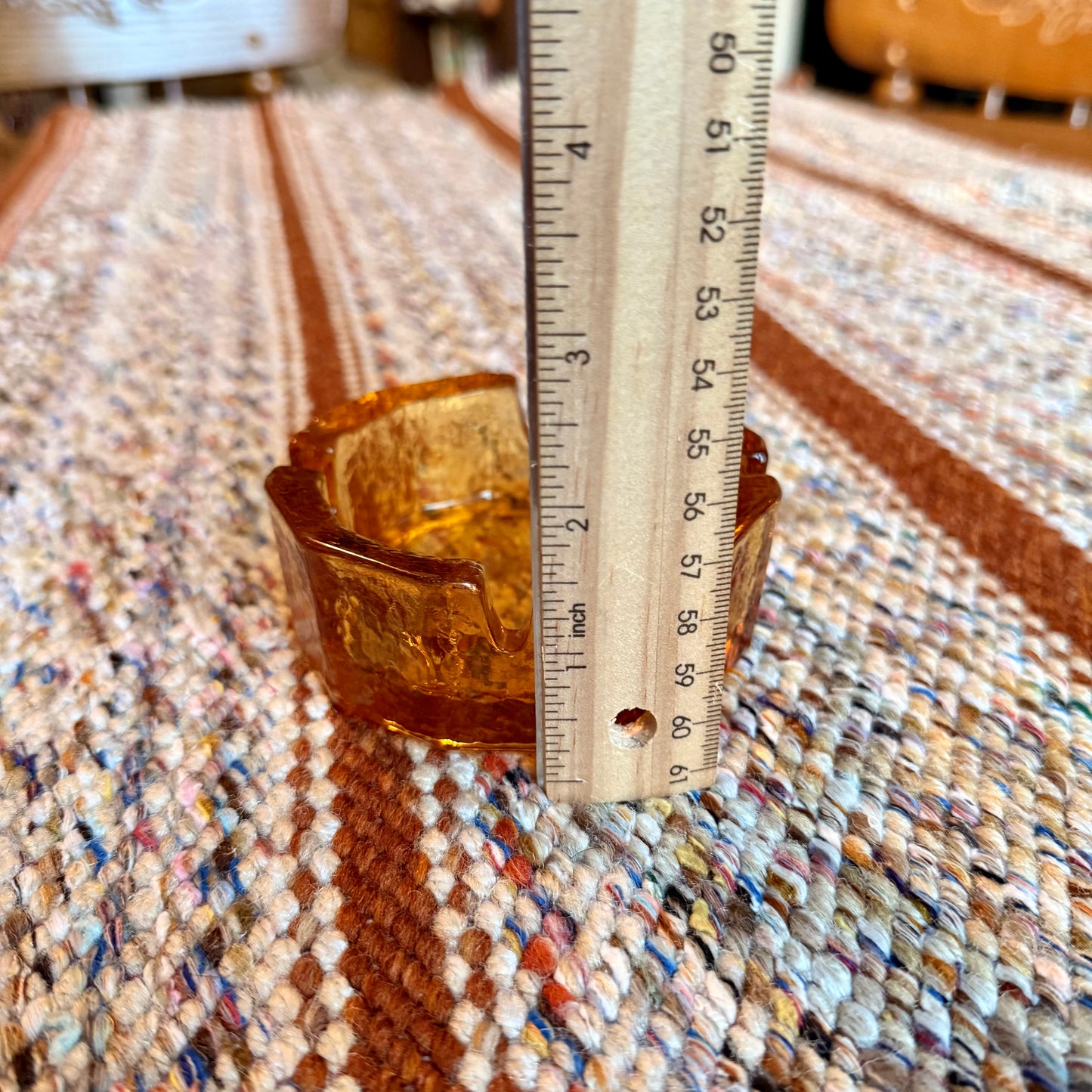 Vintage Mid-Century Modern Textured Amber Glass Ash Tray