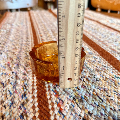 Vintage Mid-Century Modern Textured Amber Glass Ash Tray