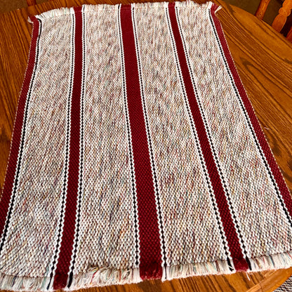 Vintage Handwoven Wool / Cotton Western Rustic Striped Rug