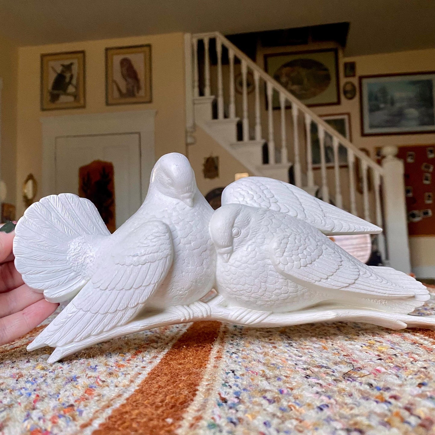 Vintage Burwood Lovebirds Pair Of White Doves Wall Hanging