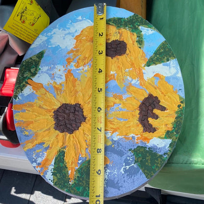 Hand Painted Textured Sunflower Painting Acrylic on Canvas Using Palette Knife