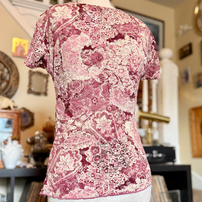Vintage 90s / 2000s Fashion Bug Y2K Floral Lace Babydoll Top