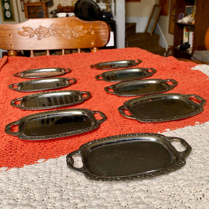 Set of THREE Mini Ornate Metal Trinket or Dessert Trays