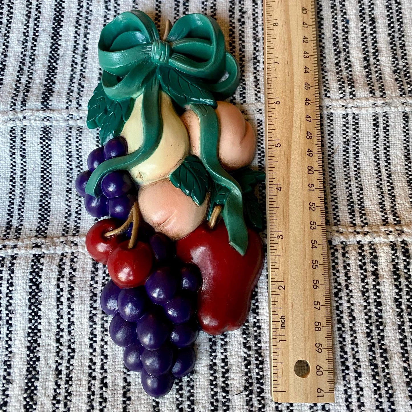 Set of Two Vintage 1995 Burwood Bunch of Hanging Fruits Wall Plaques
