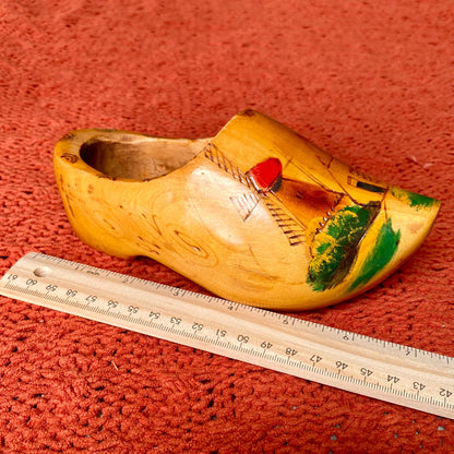 Vintage Authentic Hand Carved Wooden Dutch Clog Wall Hanging - Made In Holland