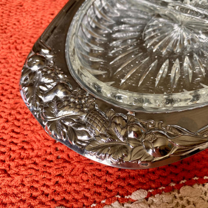Vintage Shelton-Ware Metal Serving / Trinket Tray with Removable Glass Insert