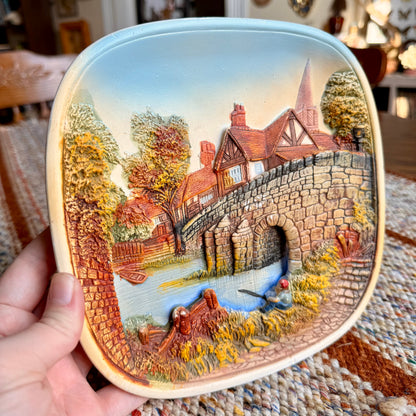 Legend Products 3D Chalkware Wall Plate / Plaque - Fisherman Scene