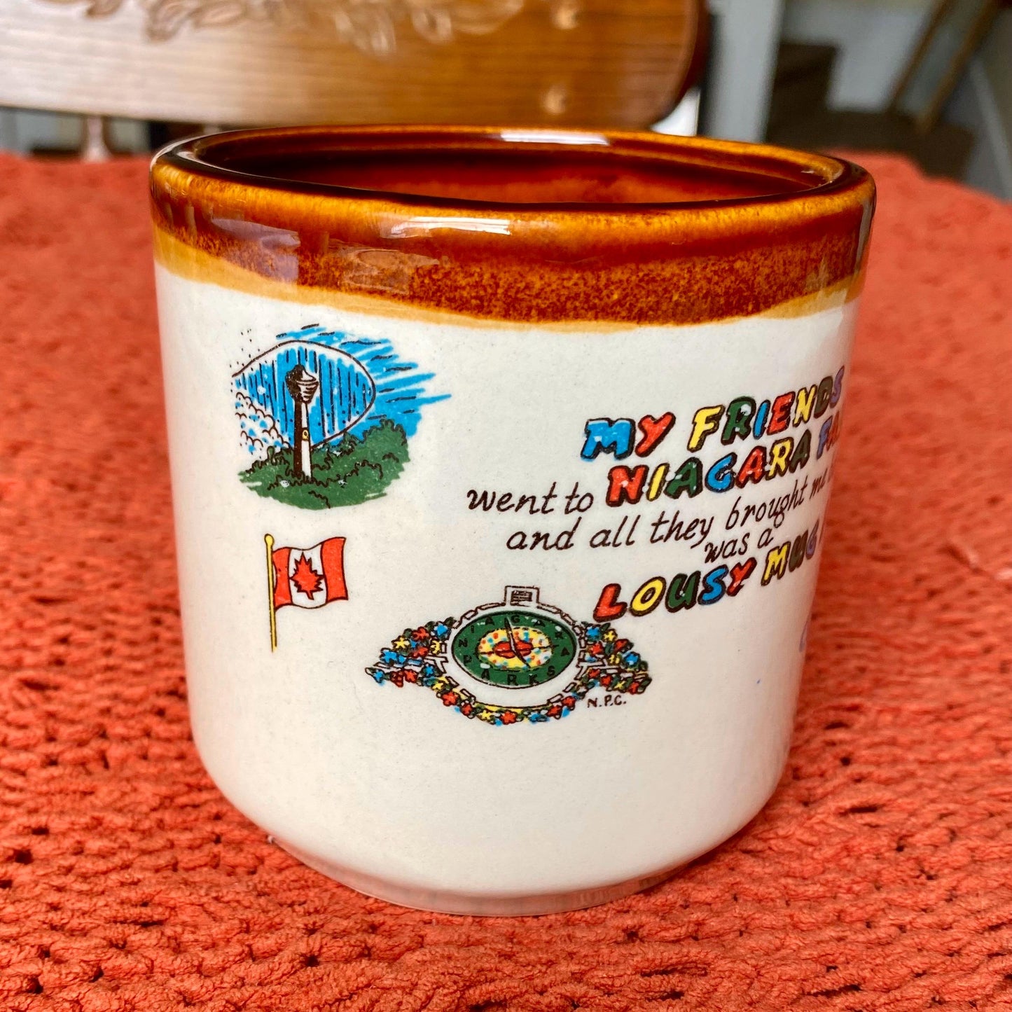 Vintage Novelty Niagara Falls Funny Souvenir Coffee Mug
