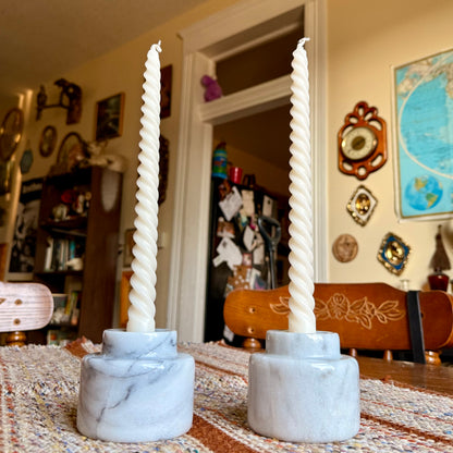 Vintage Julie Pomerantz Heavy Marble Stone Candle Holders